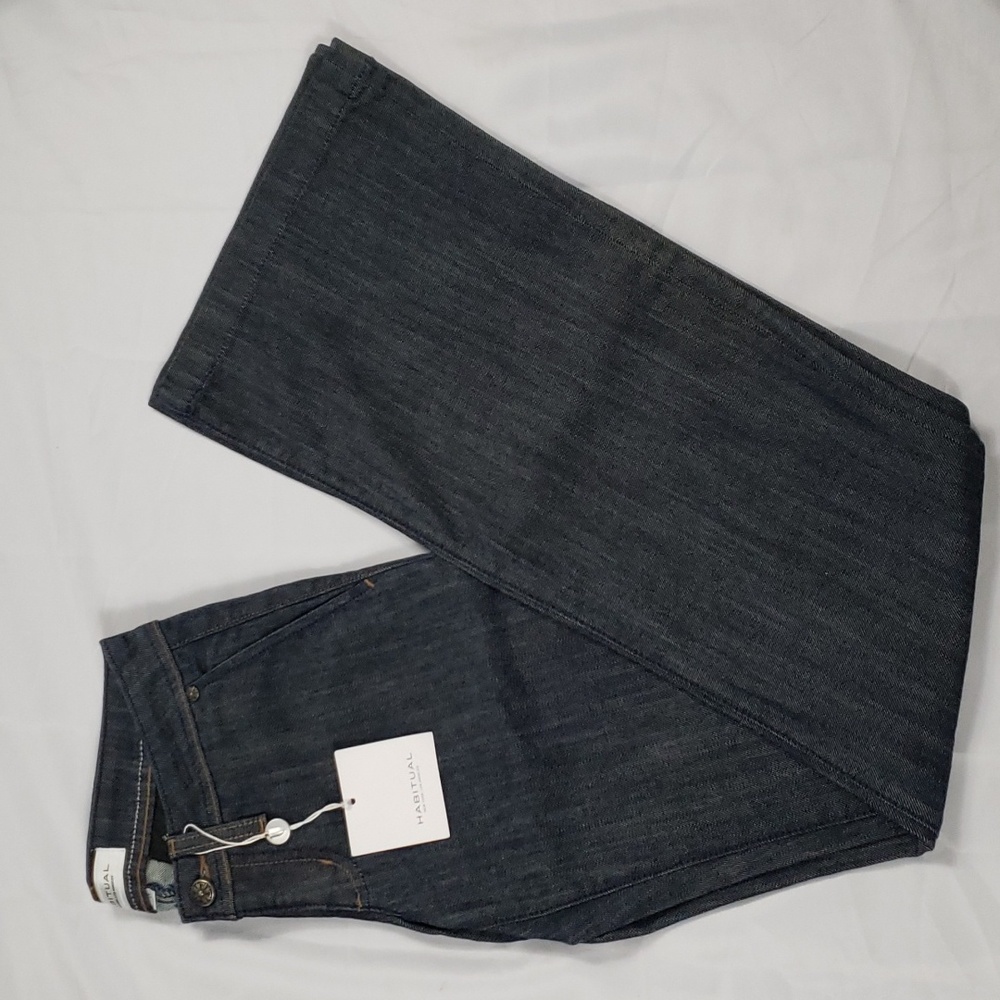NWT Habitual Jeans Flare Low Rise Hip Huggers Size 24 Indigo Dyed